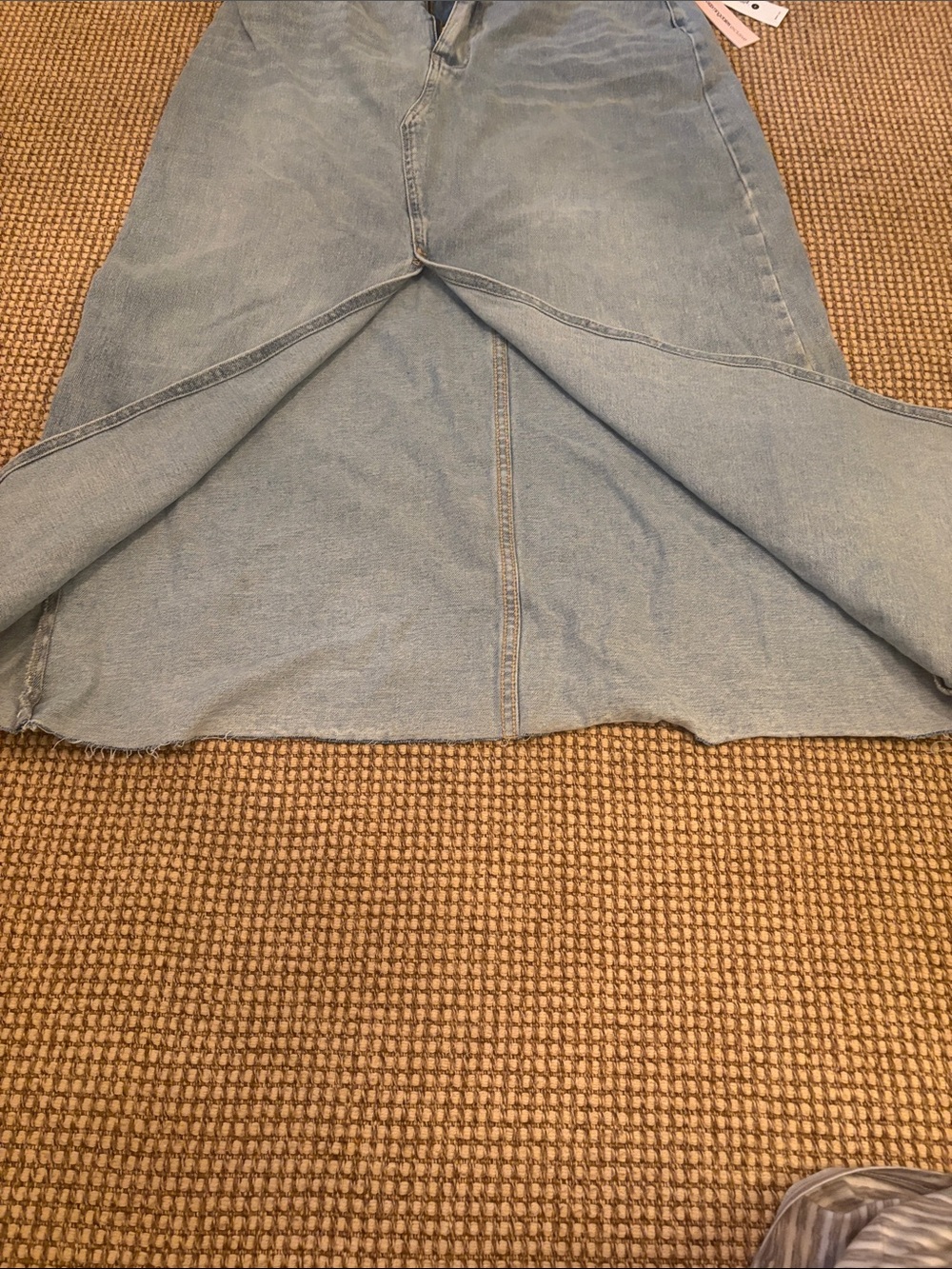 Aqua Light Blue Denim Maxi Skirt with Front Slit - Picture 5 of 6